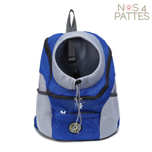 Charger l'image dans la galerie, sac à dos de transport chat chien Nos 4 pattes couleur bleue