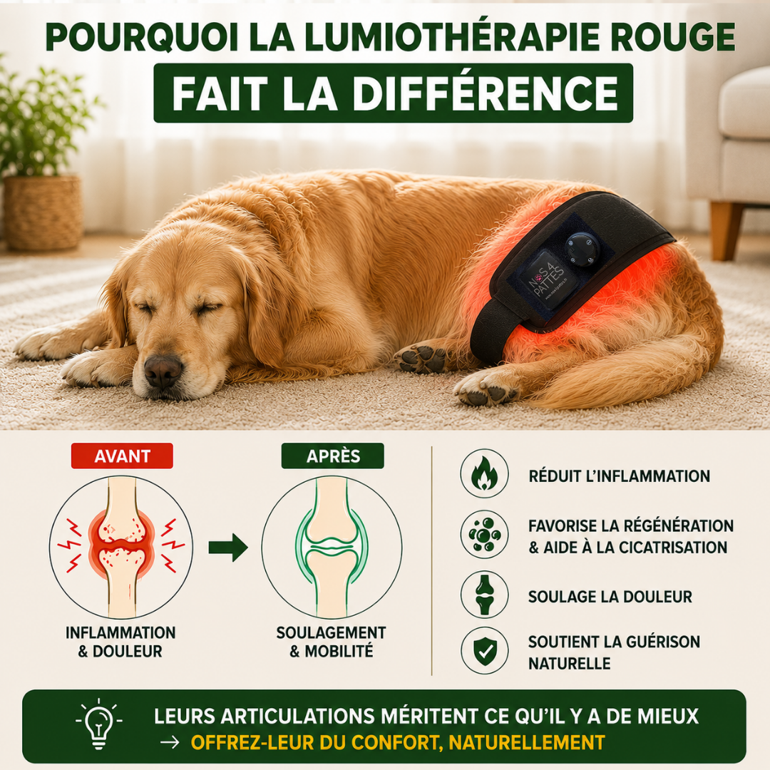 Ceinture de Luminothérapie Rouge pour Chien & Chat – Douleurs, articulations & détente
