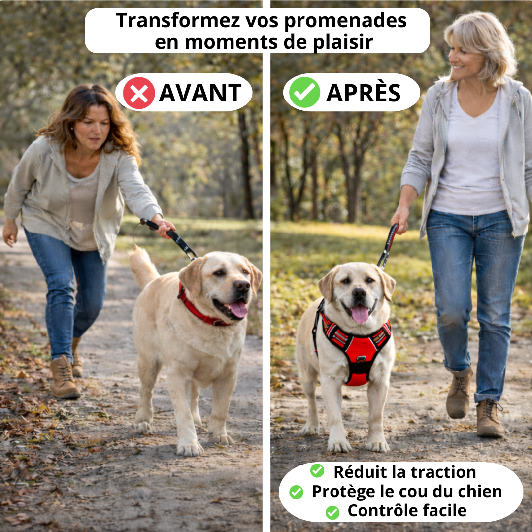avant apres collier harnais