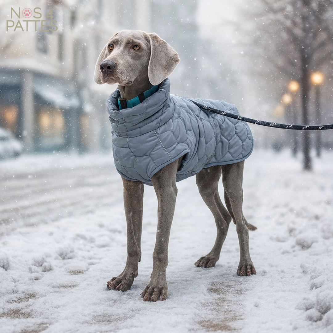 manteau chien avec col gris
