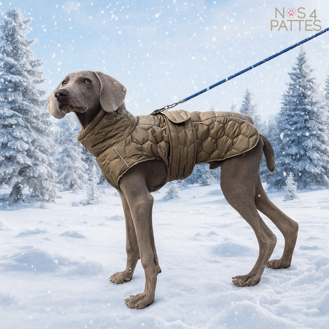 manteau chien avec col kaki