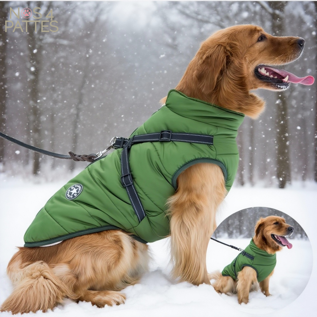manteau chien vert