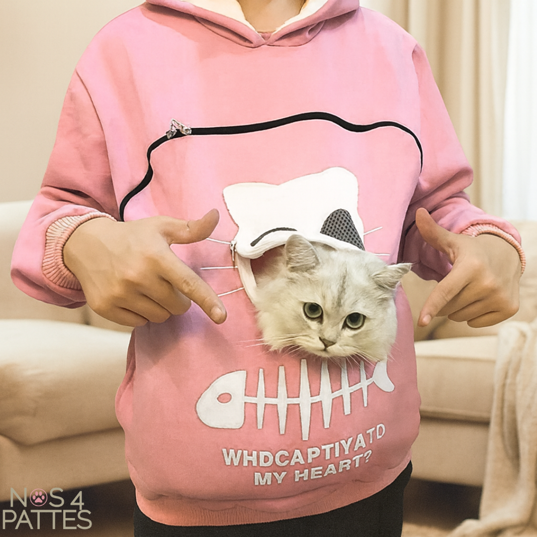 sweat kangourou avec poche pour mettre chat