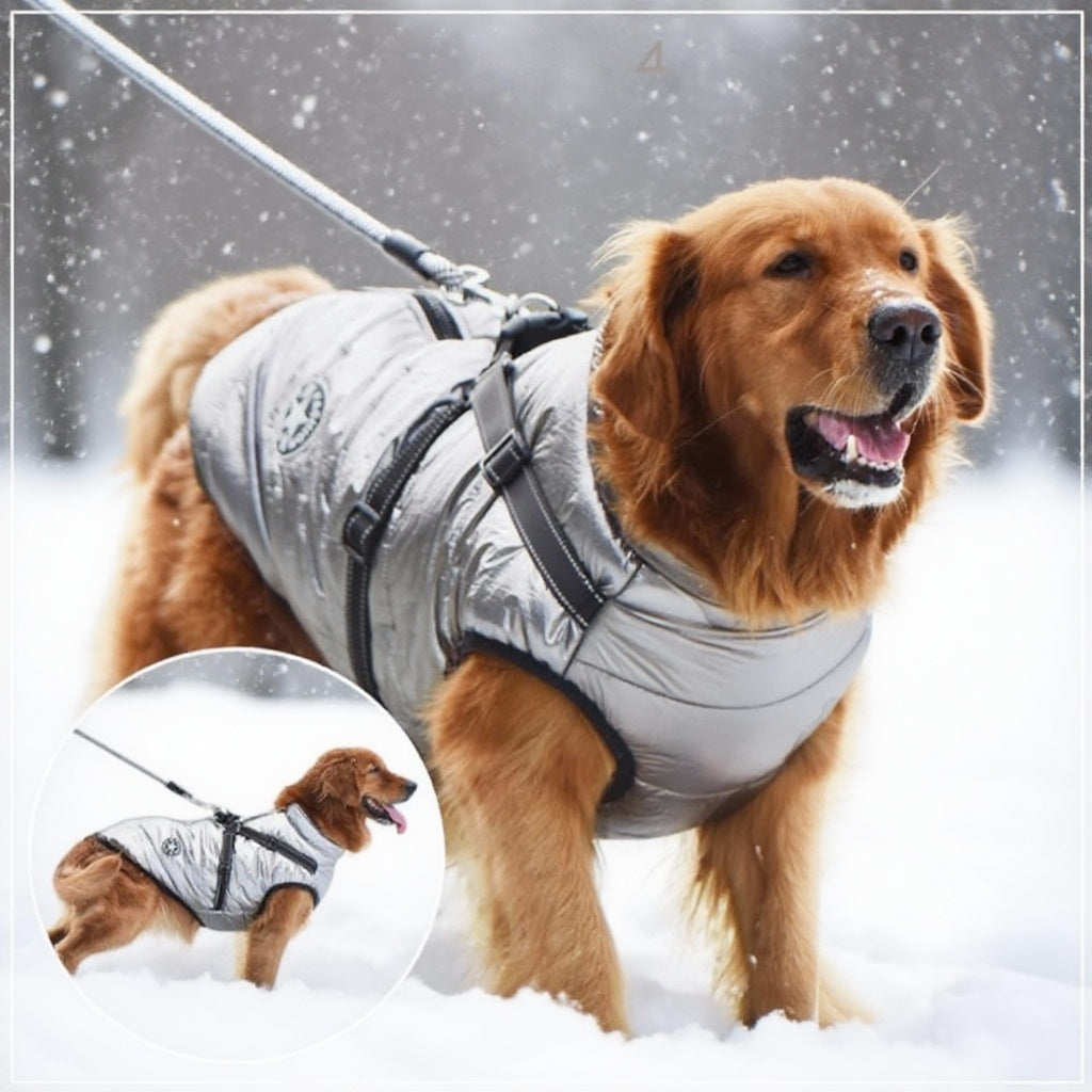 manteau chien argent