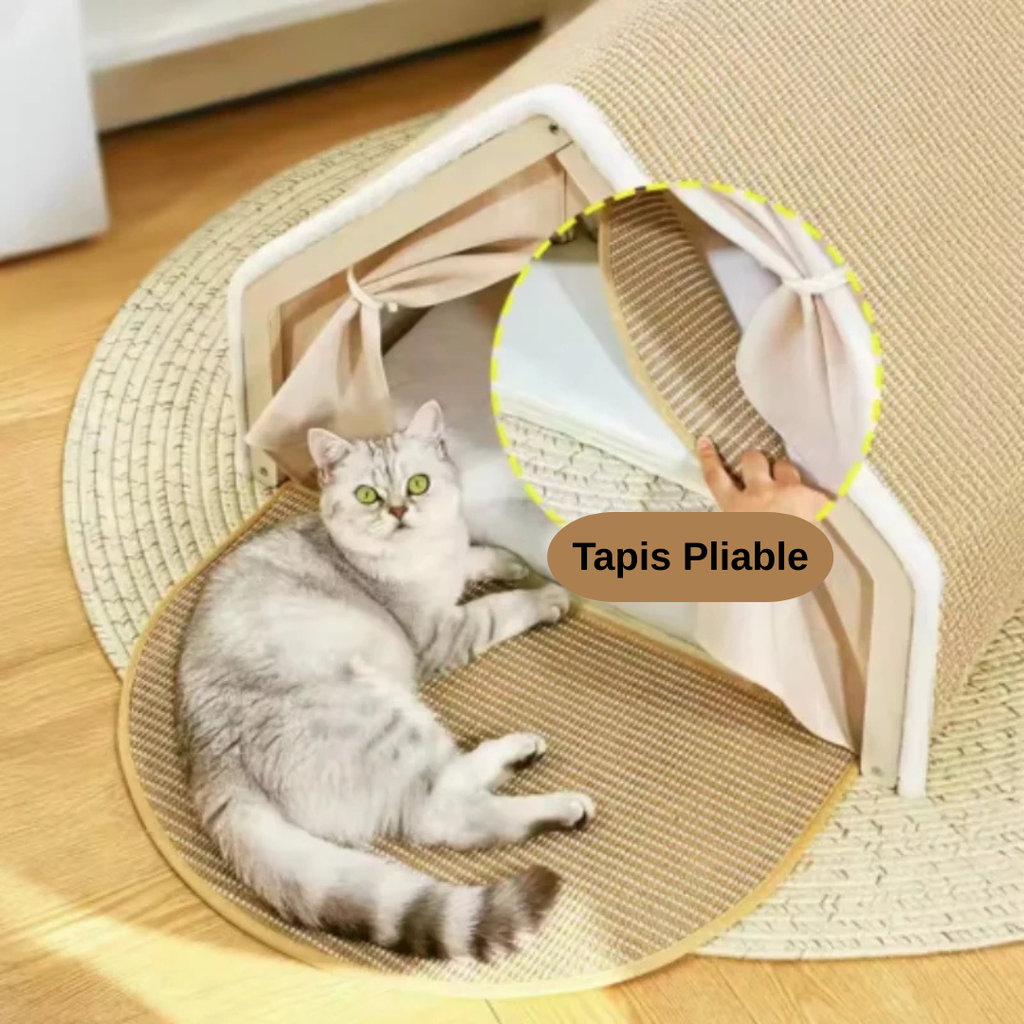 Maison cocon pour chat avec griffoir intégré – Nid confortable & sécurisé