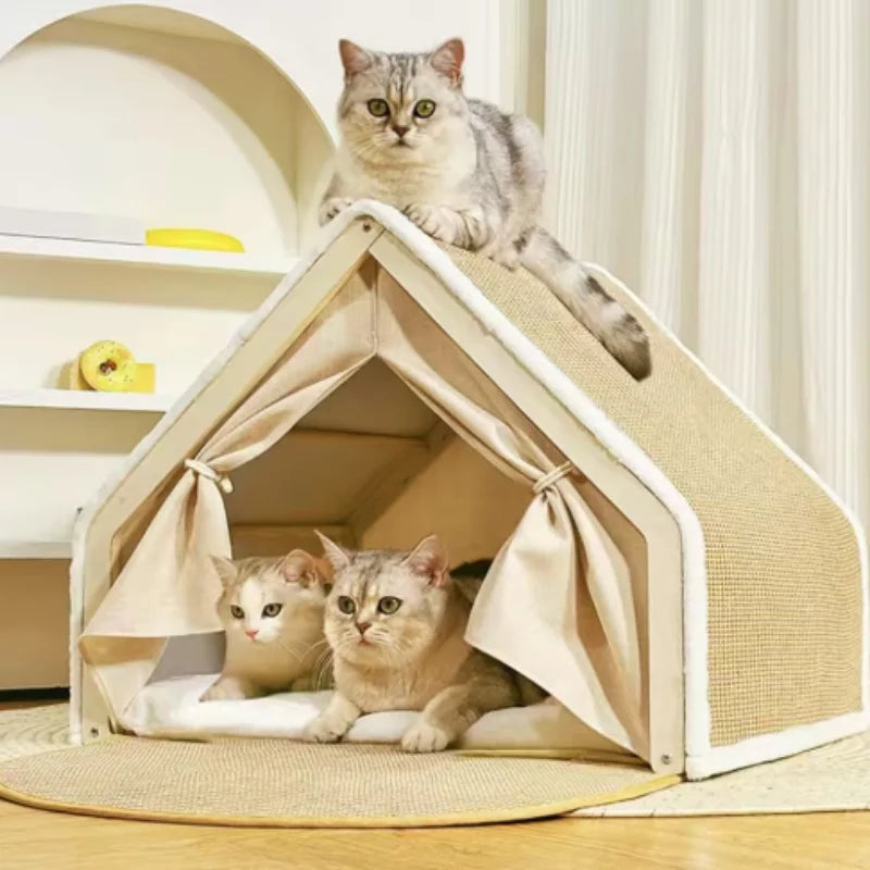 Maison cocon pour chat avec griffoir intégré – Nid confortable & sécurisé