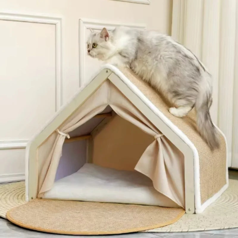 Maison cocon pour chat avec griffoir intégré – Nid confortable & sécurisé