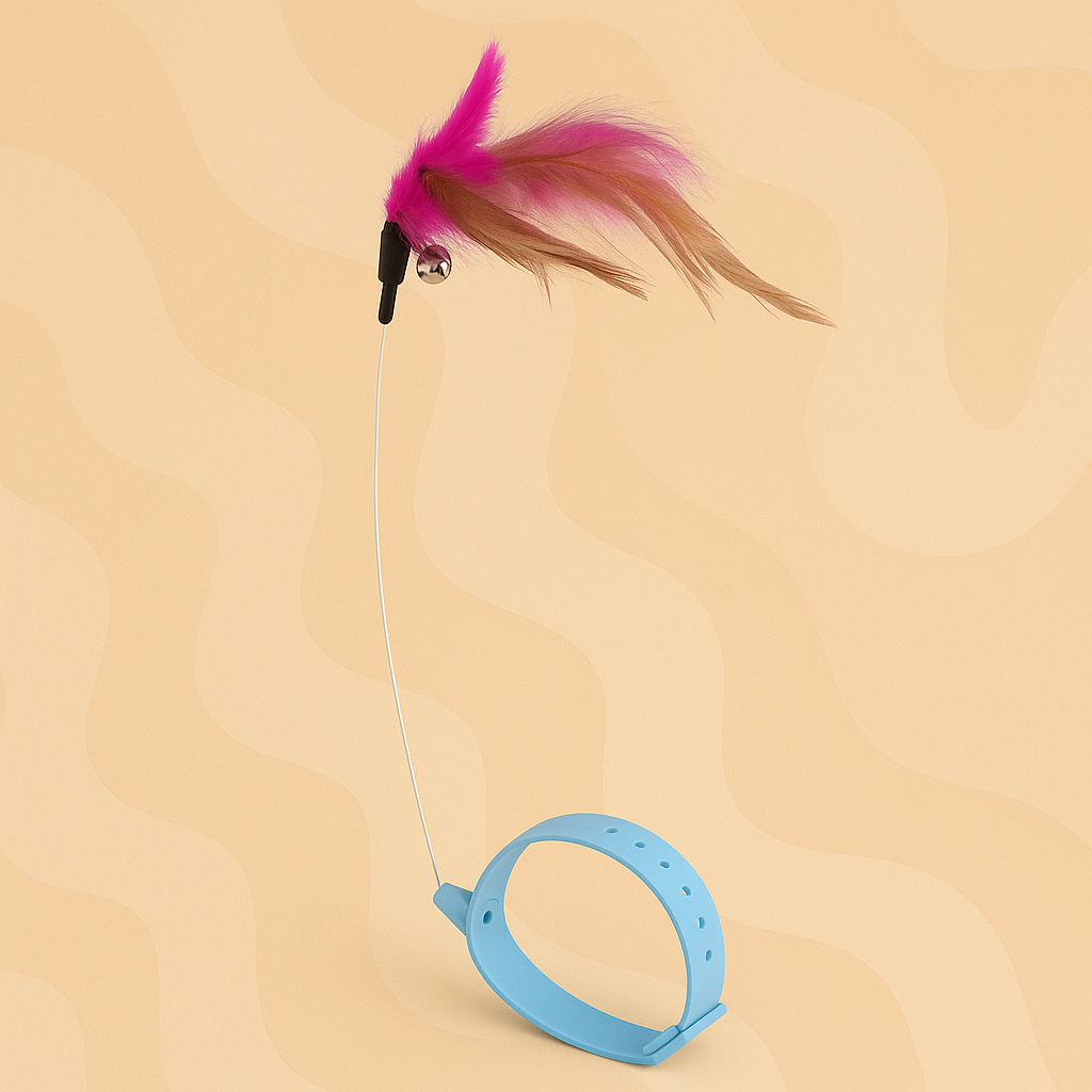 jouet chat avec plumes