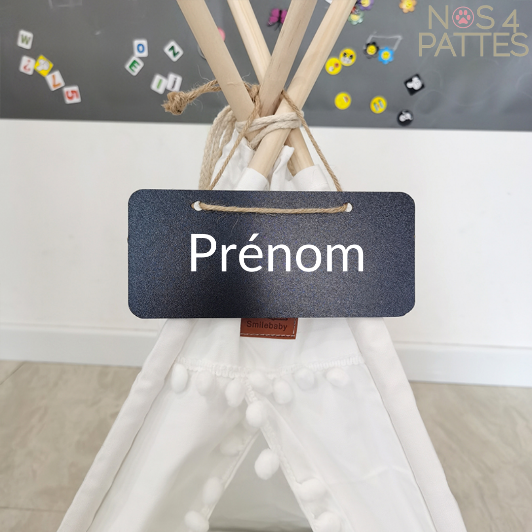 tente chat chien en coton avec tableau prénom personnalisé