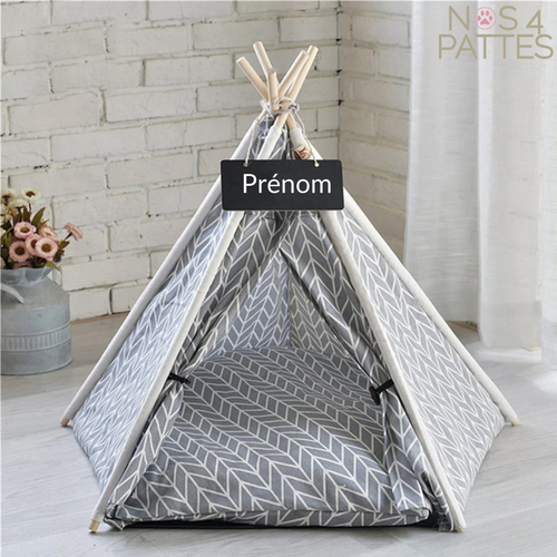 tente chat chien en coton avec tableau prénom personnalisé