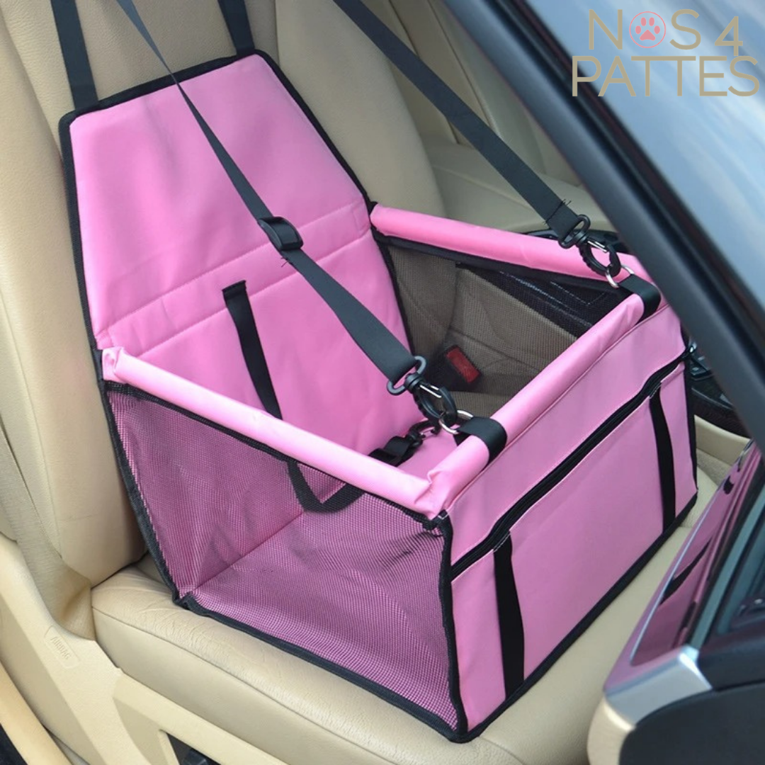 siège auto de transport voiture chat chien nos 4 pattes couleur rose