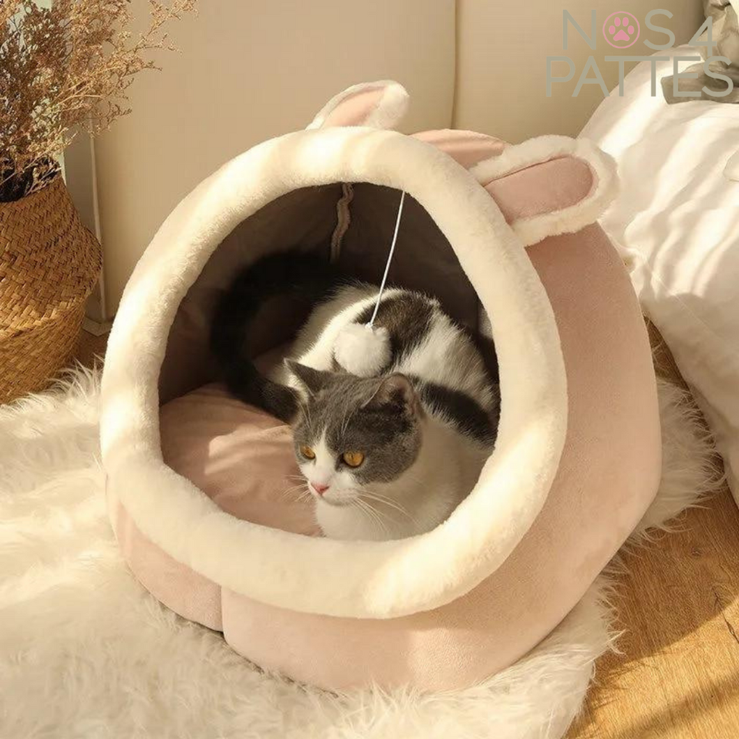 Panier à chat calmant avec jouet intégré